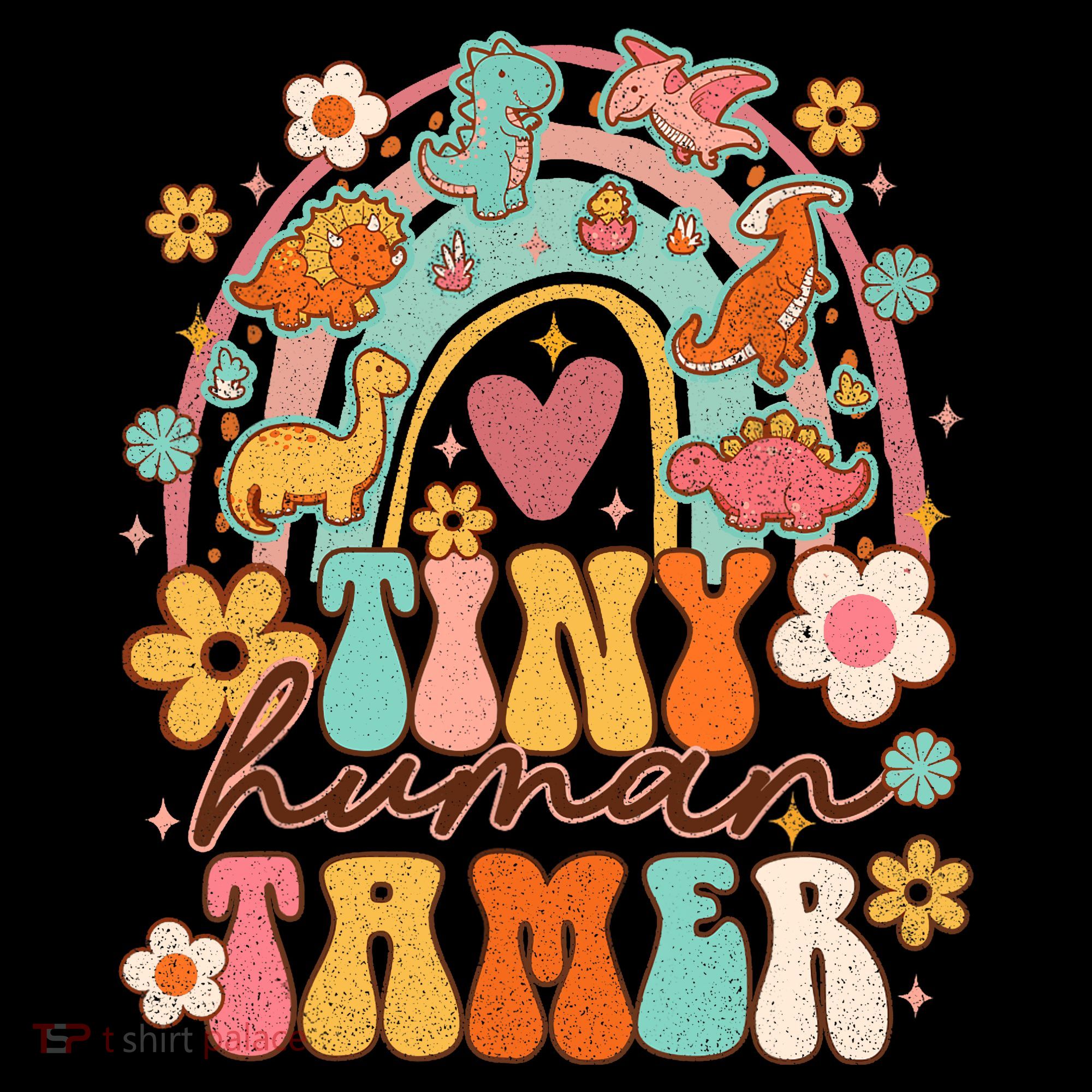 Tiny Human Tamer Groovy Rainbow Daycare Provider Teacher Women's Hoodie