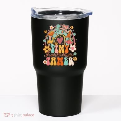 Tiny Human Tamer Groovy Rainbow Daycare Provider Teacher Tumbler