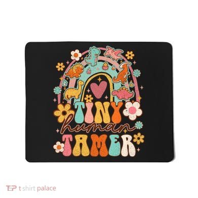 Tiny Human Tamer Groovy Rainbow Daycare Provider Teacher Mousepad