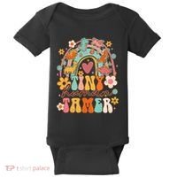 Tiny Human Tamer Groovy Rainbow Daycare Provider Teacher Baby Bodysuit thumb 0