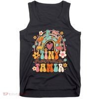 Tiny Human Tamer Groovy Rainbow Daycare Provider Teacher Tank Top thumb 0