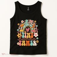 Tiny Human Tamer Groovy Rainbow Daycare Provider Teacher Tank Top thumb 2