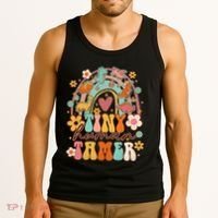 Tiny Human Tamer Groovy Rainbow Daycare Provider Teacher Tank Top thumb 3