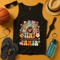 Tiny Human Tamer Groovy Rainbow Daycare Provider Teacher Tank Top thumb 4