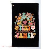 Tiny Human Tamer Groovy Rainbow Daycare Provider Teacher Golf Towel thumb 0