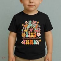 Tiny Human Tamer Groovy Rainbow Daycare Provider Teacher Toddler T-Shirt thumb 2