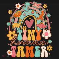 Tiny Human Tamer Groovy Rainbow Daycare Provider Teacher Visor thumb 3