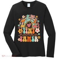 Tiny Human Tamer Groovy Rainbow Daycare Provider Teacher Women's Long Sleeve Shirt thumb 0