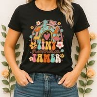 Tiny Human Tamer Groovy Rainbow Daycare Provider Teacher Women's T-Shirt thumb 2