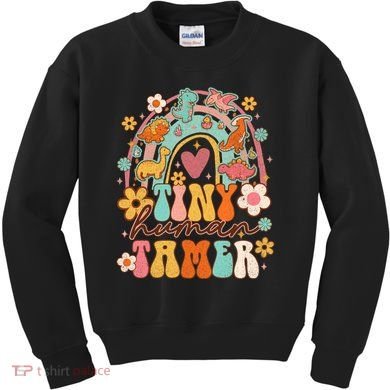 Tiny Human Tamer Groovy Rainbow Daycare Provider Teacher Kids Sweatshirt