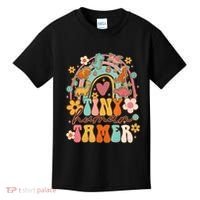 Tiny Human Tamer Groovy Rainbow Daycare Provider Teacher Kids T-Shirt thumb 0