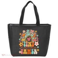 Tiny Human Tamer Groovy Rainbow Daycare Provider Teacher Tote Bag thumb 0