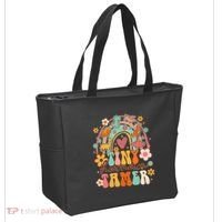 Tiny Human Tamer Groovy Rainbow Daycare Provider Teacher Tote Bag thumb 2