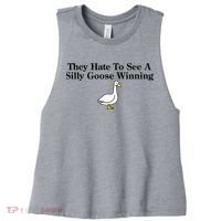 They Hate To See A Silly Goose Winning Funny Women's Racerback Cropped Tank thumb 0