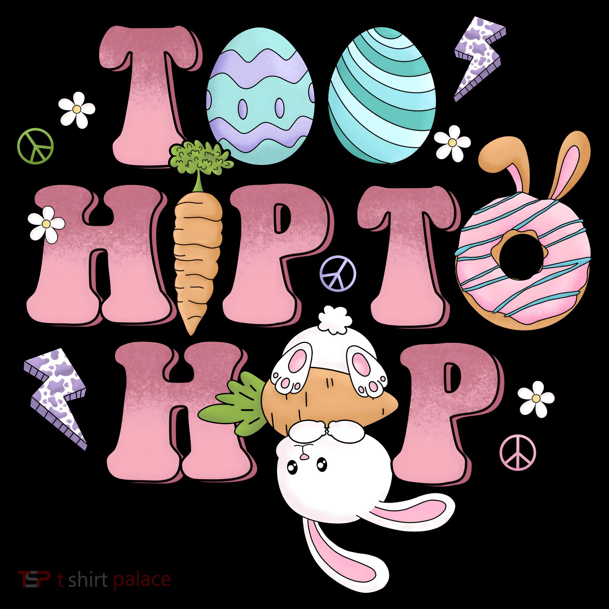 Too Hip To Hop Cute Easter Bunny Holiday Women's Hoodie