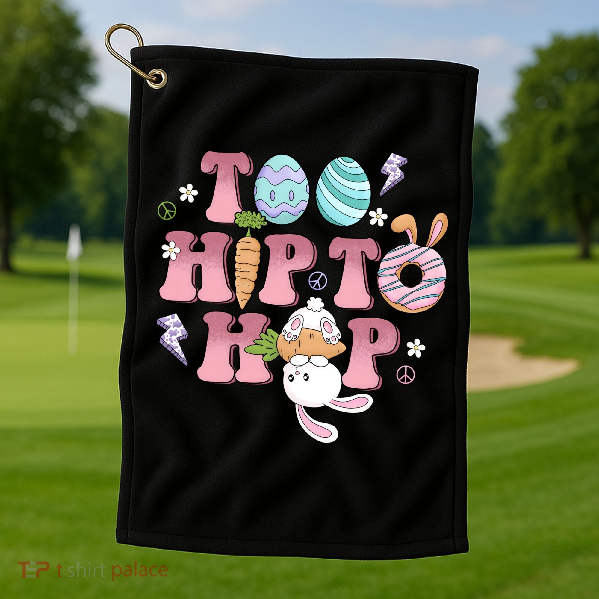 Too Hip To Hop Cute Easter Bunny Holiday Golf Towel