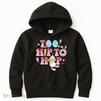 Too Hip To Hop Cute Easter Bunny Holiday Kids Hoodie thumb 0