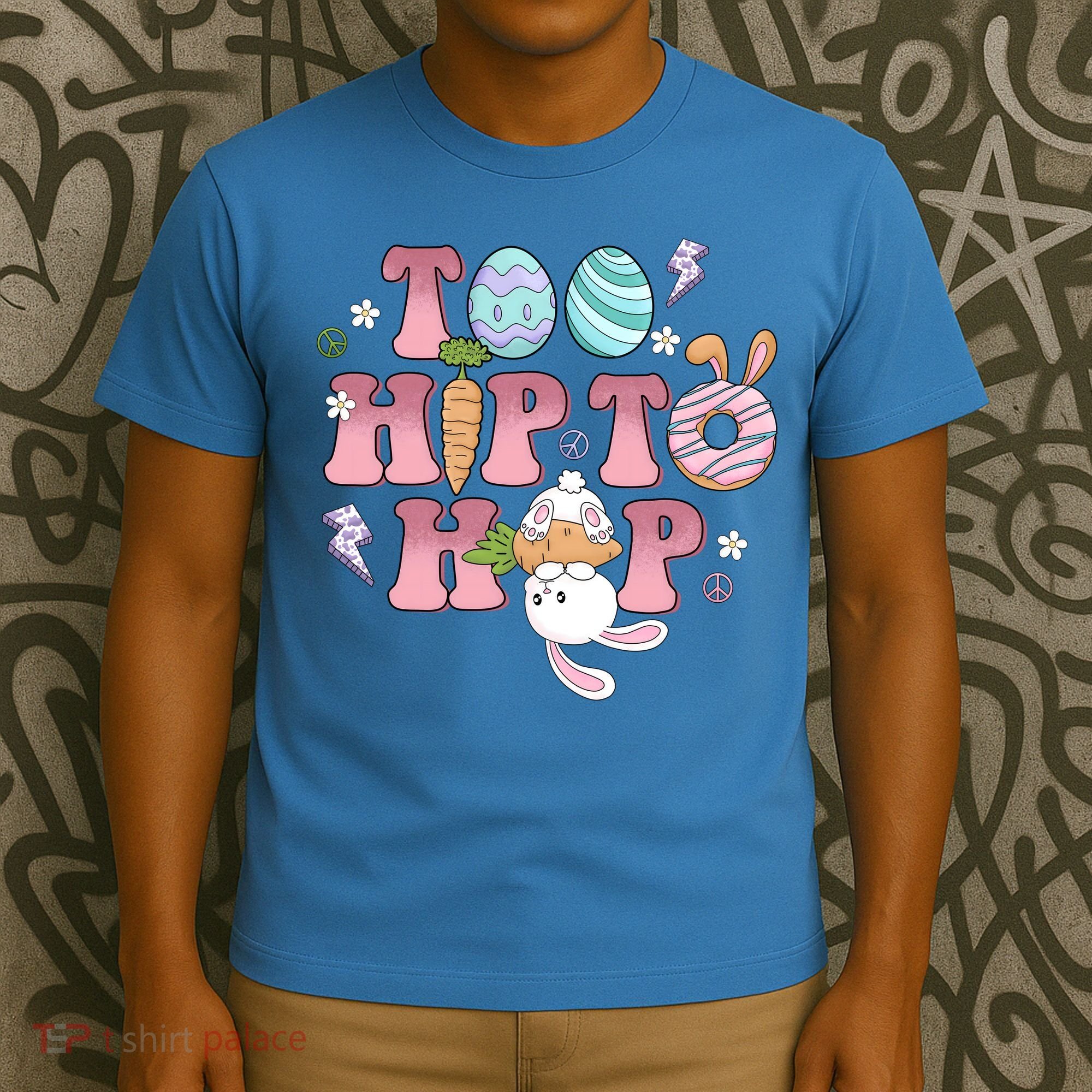 Too Hip To Hop Cute Easter Bunny Holiday T-Shirt
