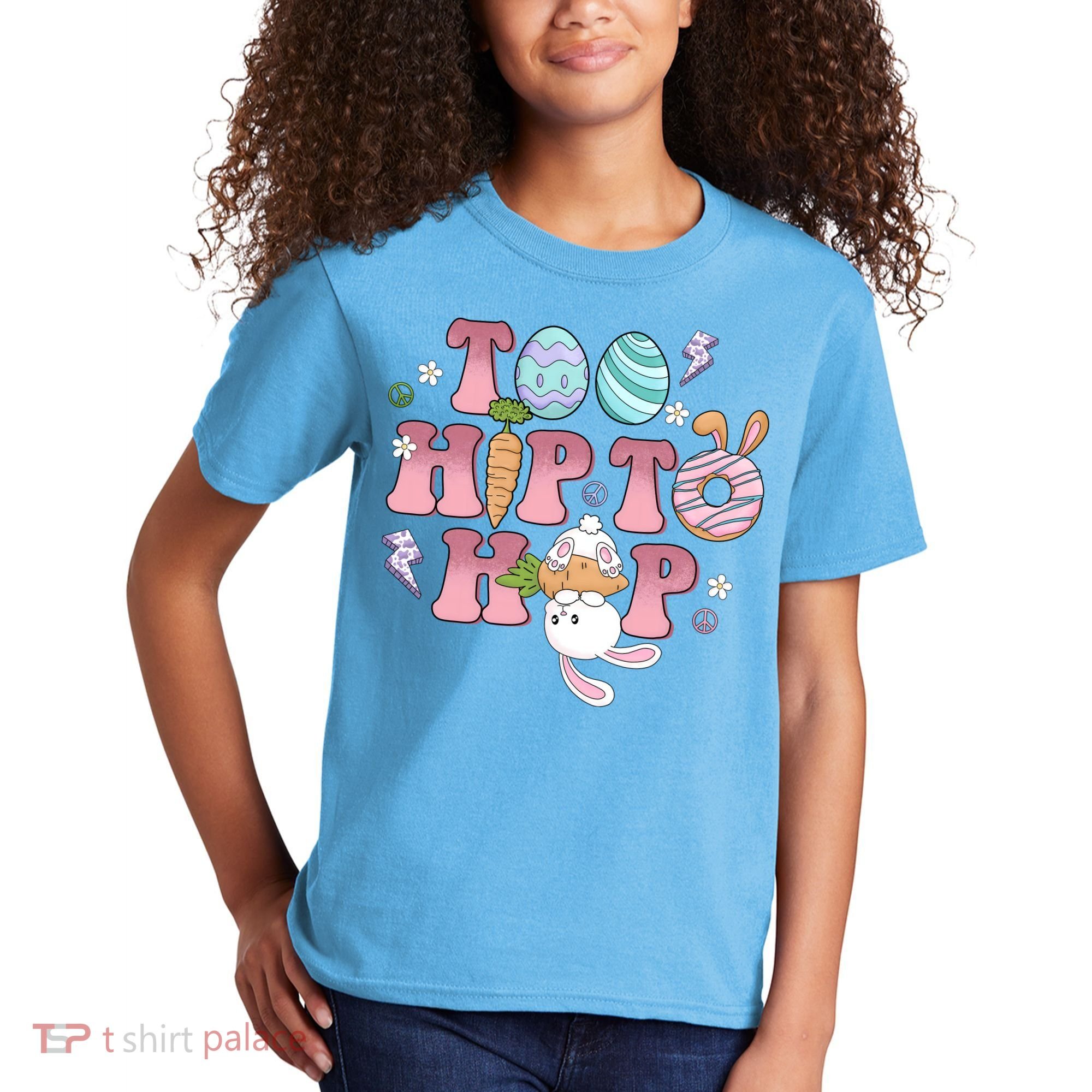 Too Hip To Hop Cute Easter Bunny Holiday Kids T-Shirt
