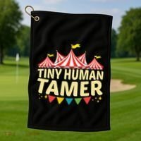 Tiny Human Tamer Funny Aesthetic Circus Art Carnival Golf Towel thumb 1