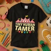 Tiny Human Tamer Funny Aesthetic Circus Art Carnival Kids T-Shirt thumb 3