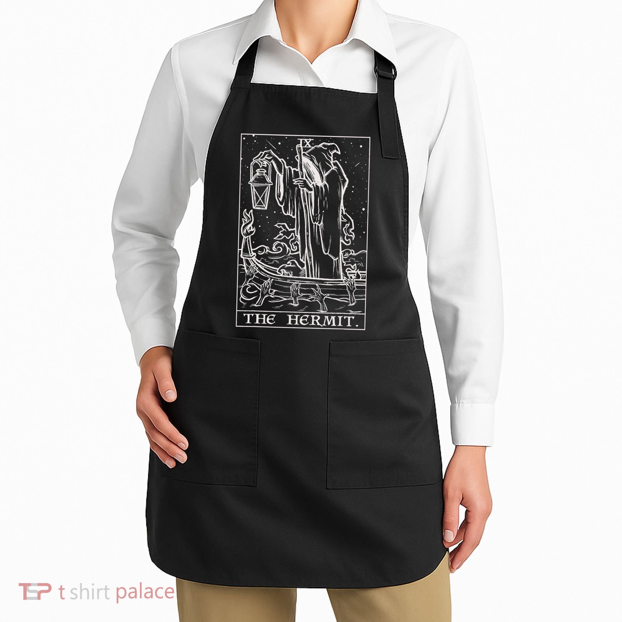 The Hermit Tarot Card Gothic Halloween Grim Reaper Apron