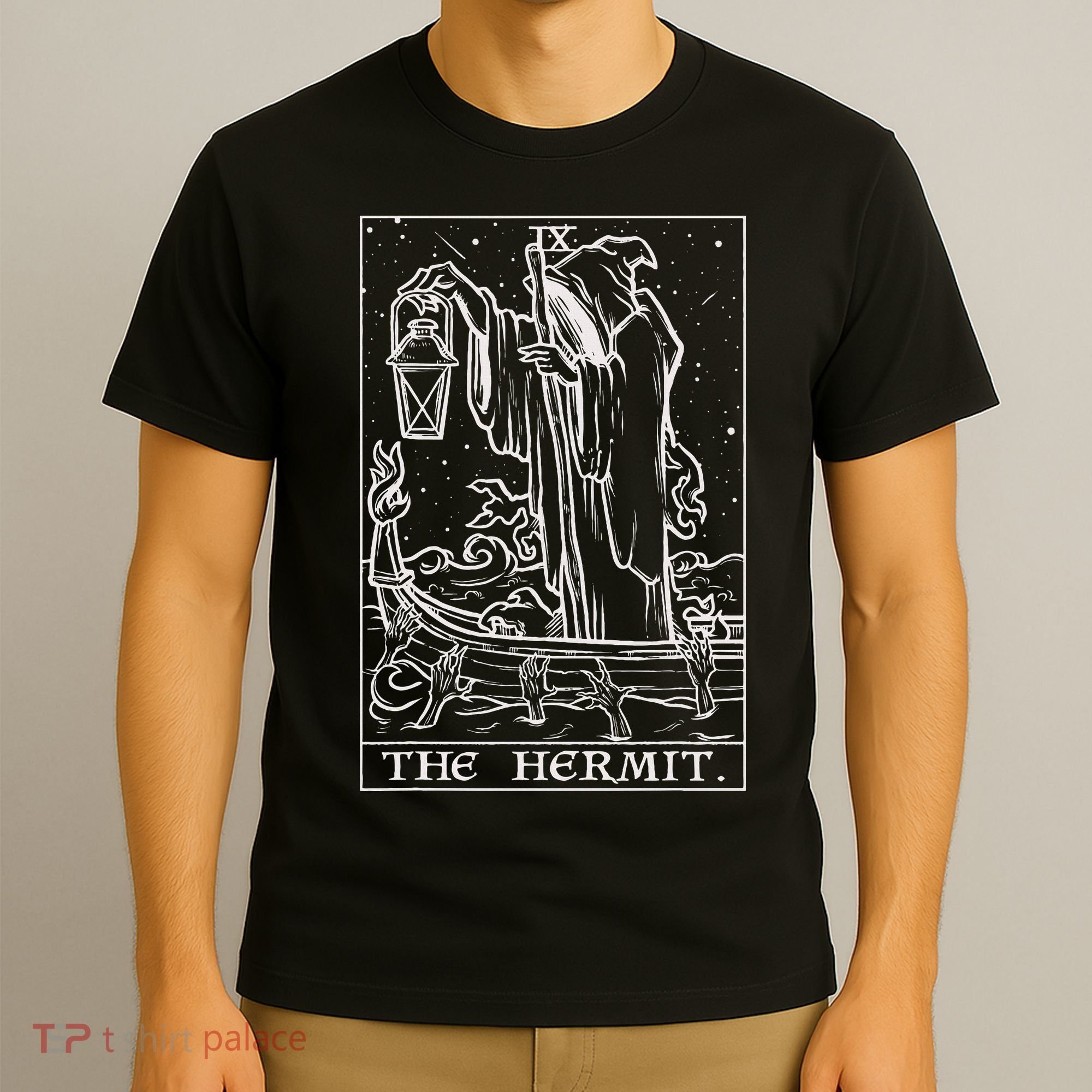 The Hermit Tarot Card Gothic Halloween Grim Reaper T-Shirt