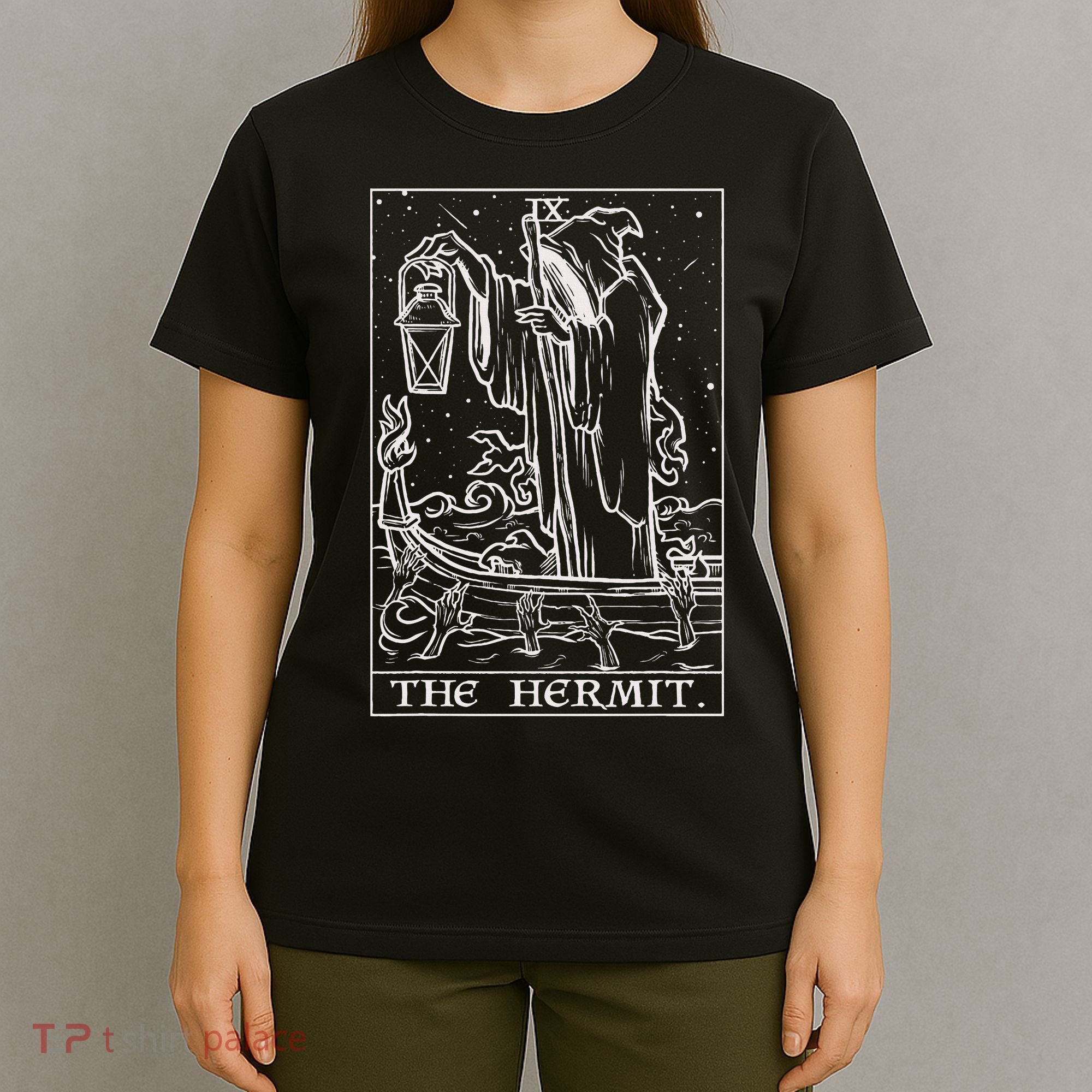 The Hermit Tarot Card Gothic Halloween Grim Reaper T-Shirt