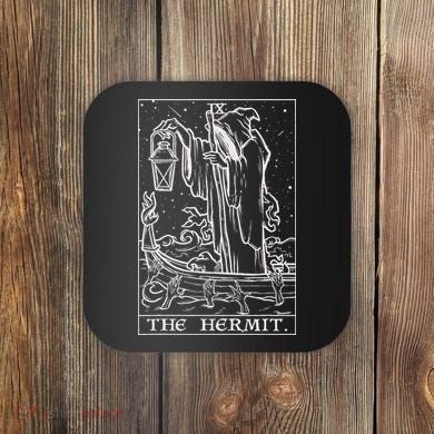 The Hermit Tarot Card Gothic Halloween Grim Reaper Coaster