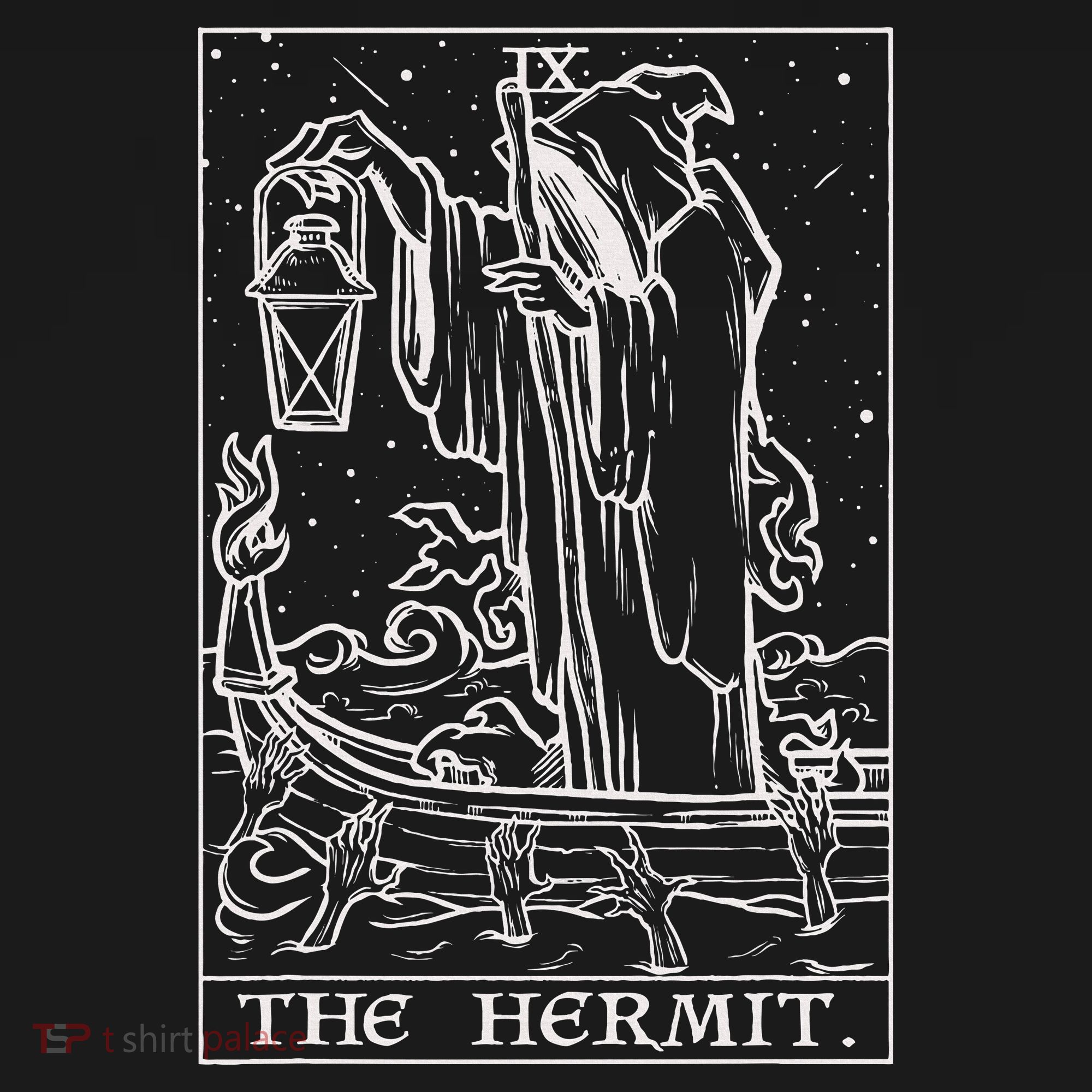 The Hermit Tarot Card Gothic Halloween Grim Reaper Polo