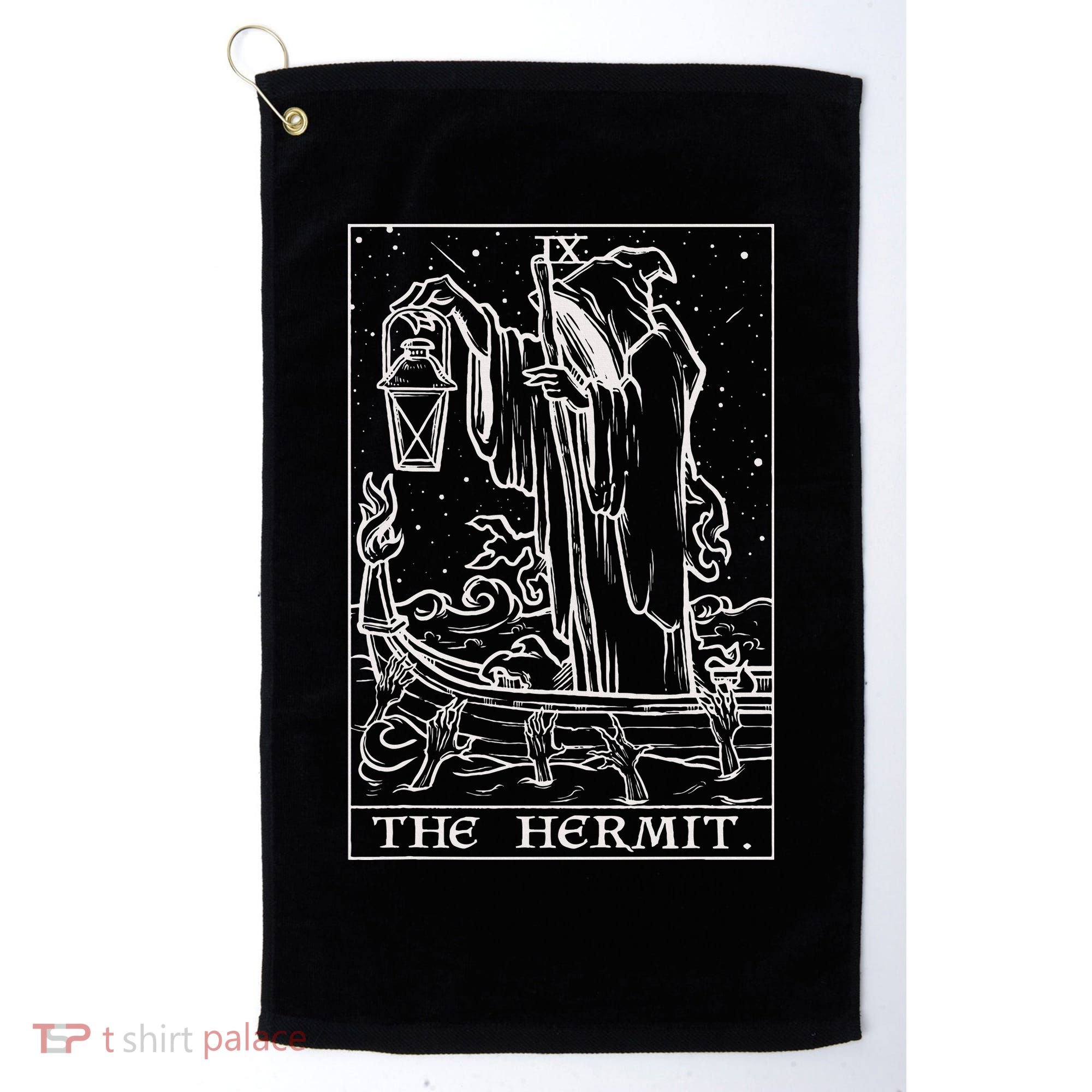 The Hermit Tarot Card Gothic Halloween Grim Reaper Golf Towel