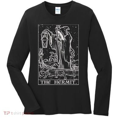 The Hermit Tarot Card Gothic Halloween Grim Reaper Women's Long Sleeve Shirt