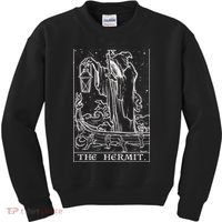 The Hermit Tarot Card Gothic Halloween Grim Reaper Kids Sweatshirt thumb 0