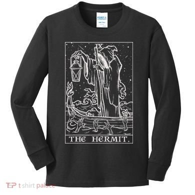 The Hermit Tarot Card Gothic Halloween Grim Reaper Kids Long Sleeve Shirt