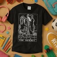 The Hermit Tarot Card Gothic Halloween Grim Reaper Kids T-Shirt thumb 3