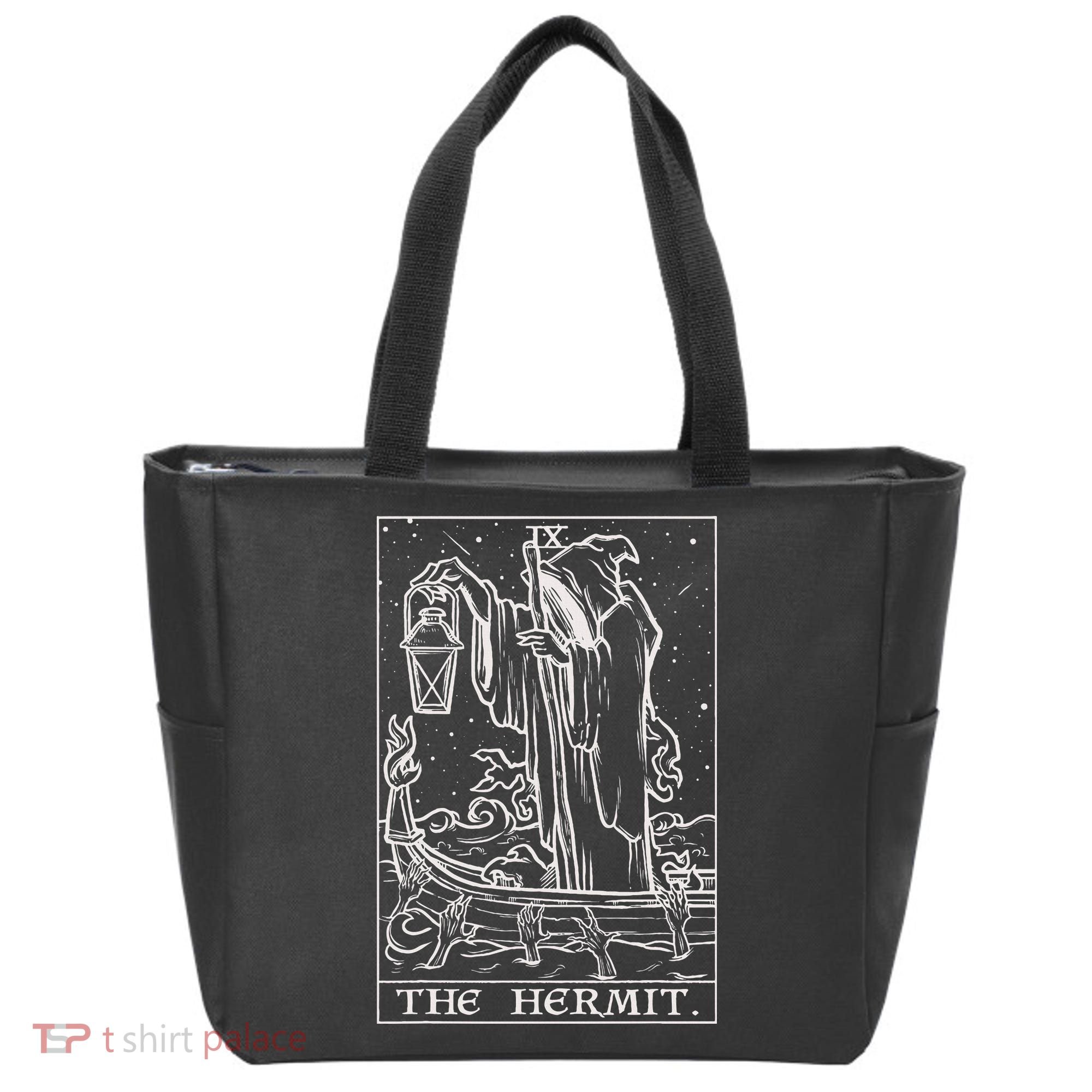The Hermit Tarot Card Gothic Halloween Grim Reaper Tote Bag