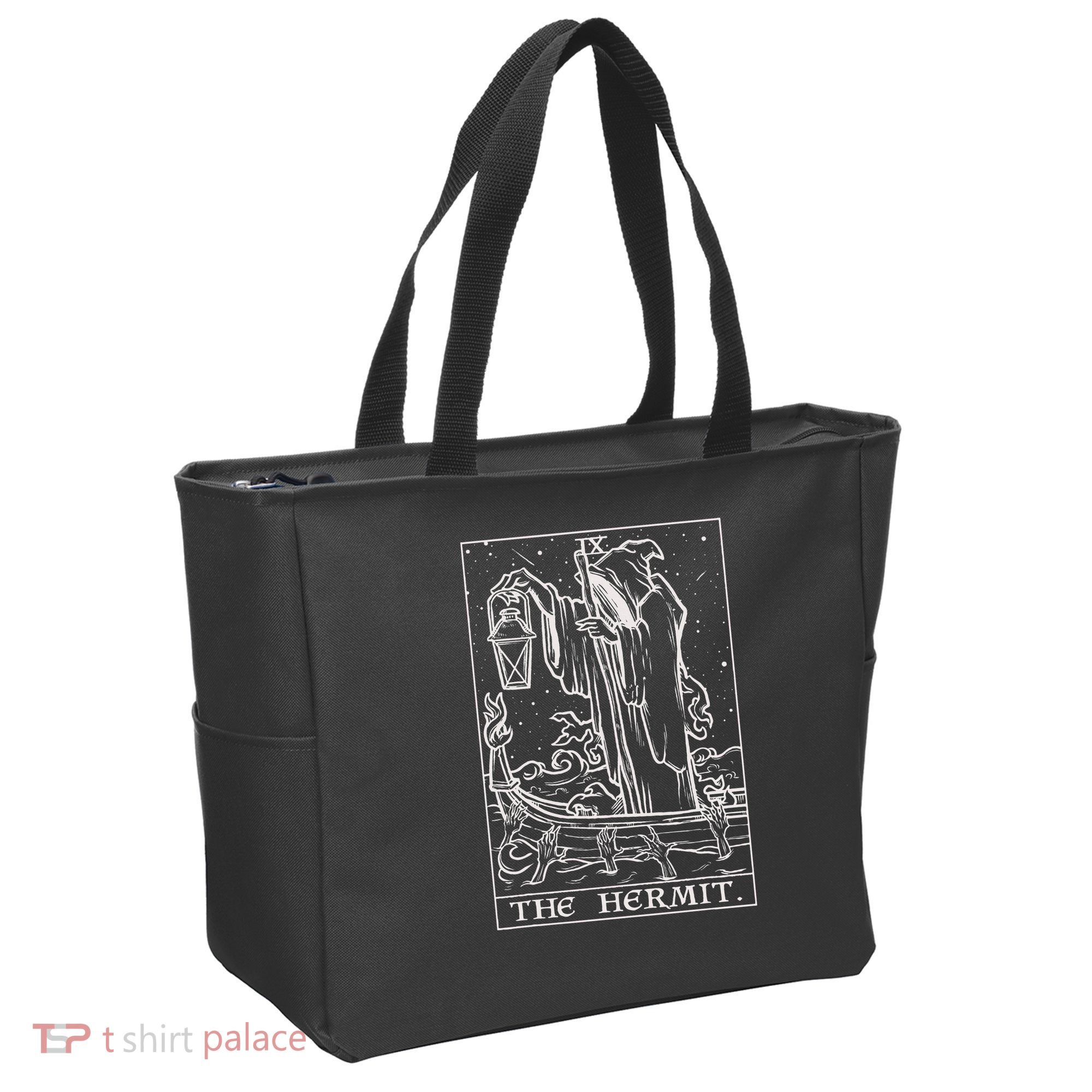 The Hermit Tarot Card Gothic Halloween Grim Reaper Tote Bag