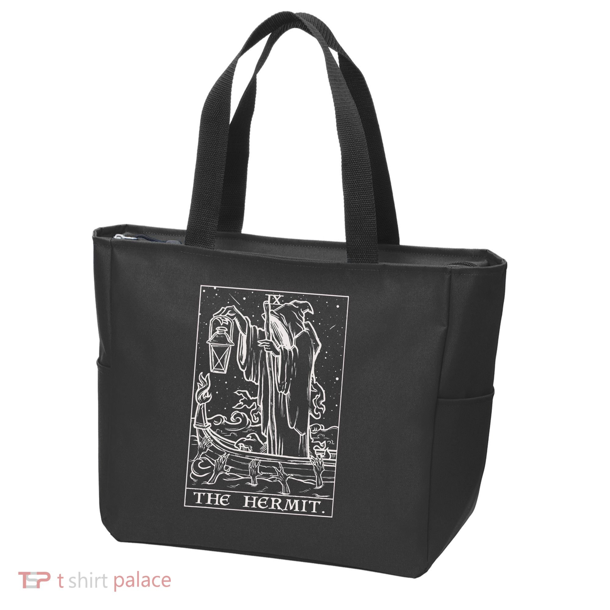 The Hermit Tarot Card Gothic Halloween Grim Reaper Tote Bag