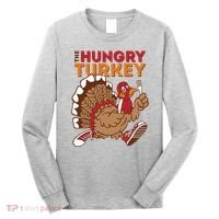 The Hungry Turkey Funny Thanksgiving Long Sleeve Shirt thumb 0