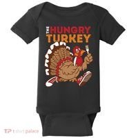 The Hungry Turkey Funny Thanksgiving Baby Bodysuit thumb 0