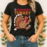 The Hungry Turkey Funny Thanksgiving Women's T-Shirt thumb 2