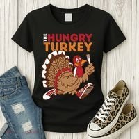 The Hungry Turkey Funny Thanksgiving Women's T-Shirt thumb 3