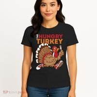 The Hungry Turkey Funny Thanksgiving Women's T-Shirt thumb 4