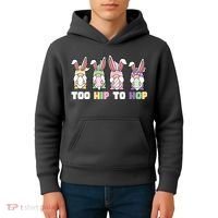Too Hip To Hop Easter Eggs Gnome Kids Hoodie thumb 4