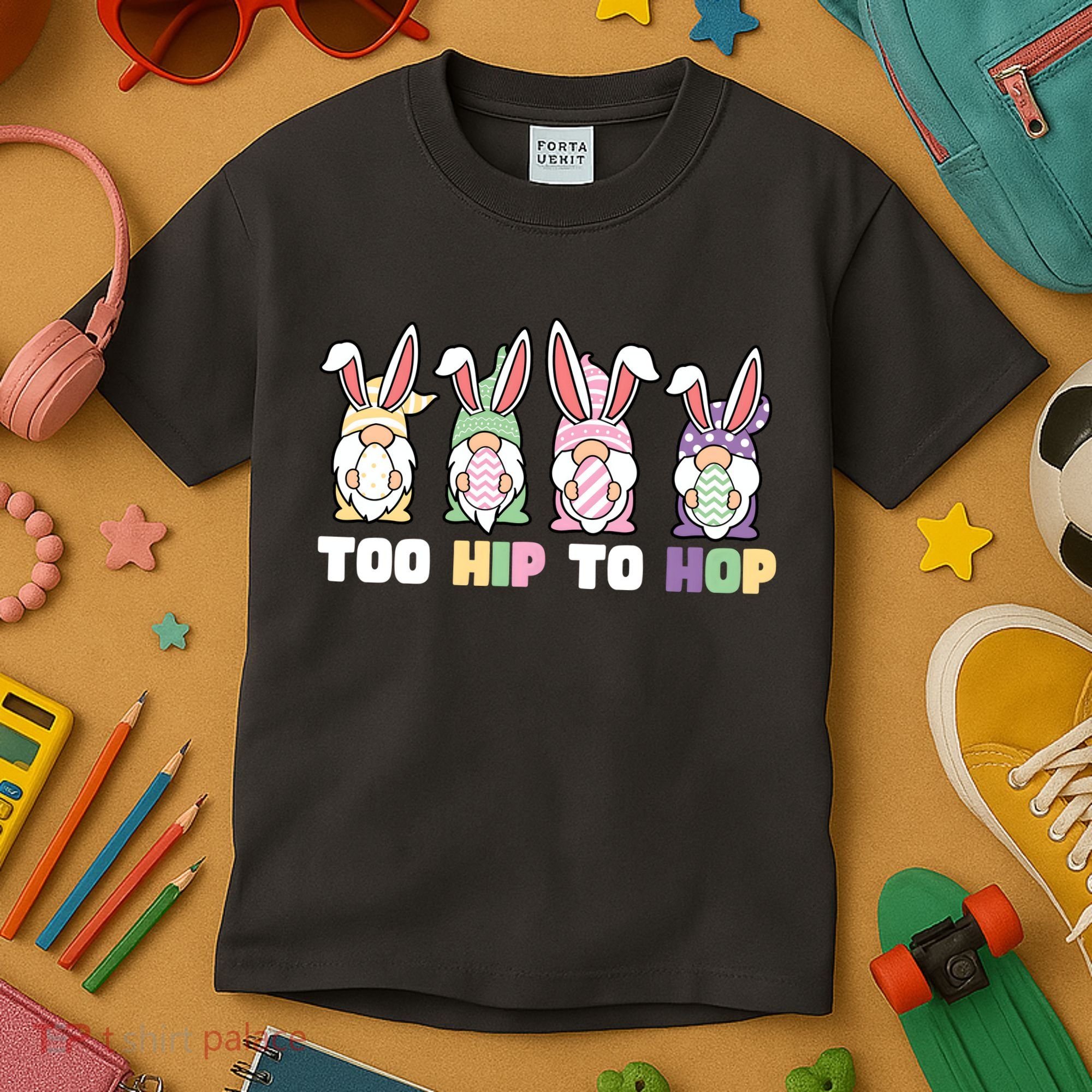 Too Hip To Hop Easter Eggs Gnome Kids T-Shirt