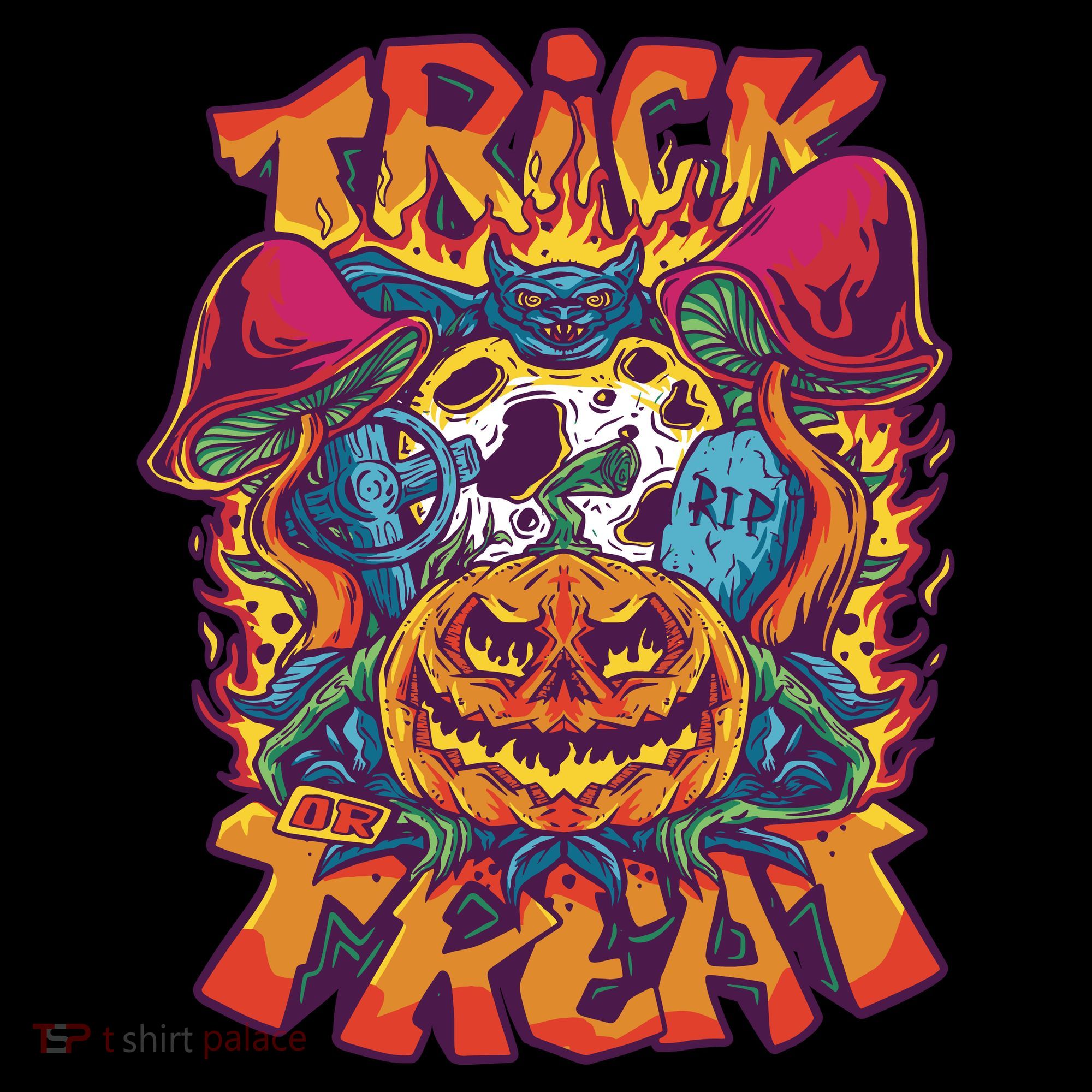 Trippy Halloween Trick Or Treat Toddler Hoodie