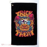 Trippy Halloween Trick Or Treat Golf Towel thumb 0