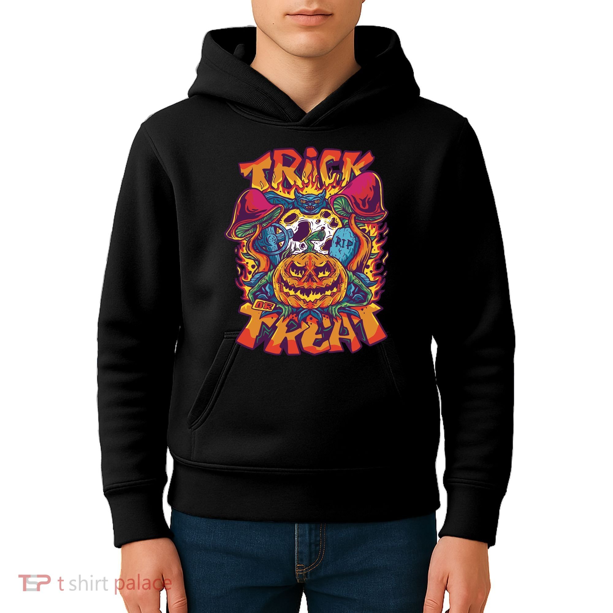 Trippy Halloween Trick Or Treat Kids Hoodie