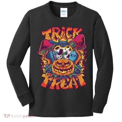 Trippy Halloween Trick Or Treat Kids Long Sleeve Shirt