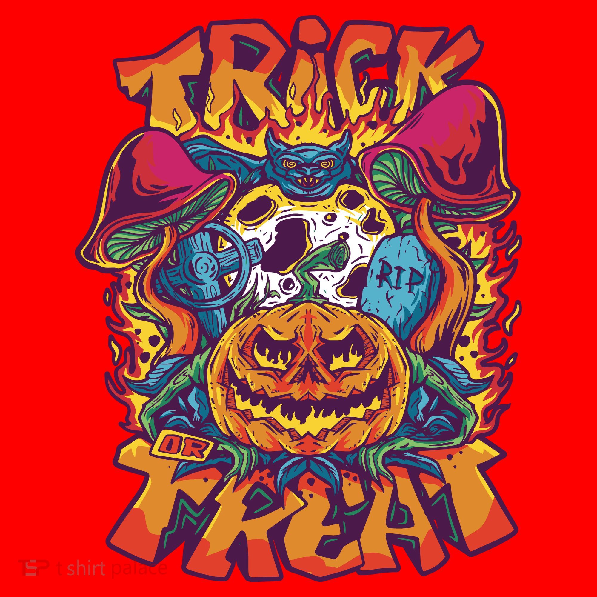 Trippy Halloween Trick Or Treat Santa Hat